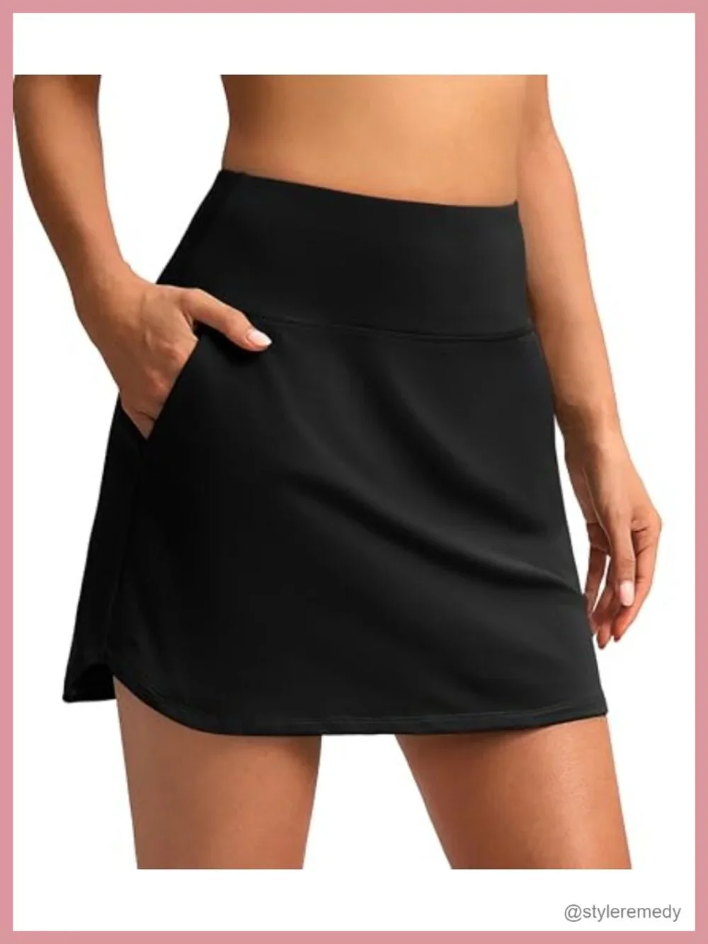 Women's Athletic Skort with Built-in Shorts, High Waisted, Stretchy, A-Line, 3